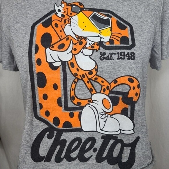 Cheetos Chester Cheetah Graphic Print Gray Crop Top S - Picture 2 of 5